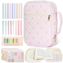 Bible Cover Case for Women Large Bible Cover Bag Study Supplies Journaling Kit Book Carrying Case with Highlighter Christian Present for Women