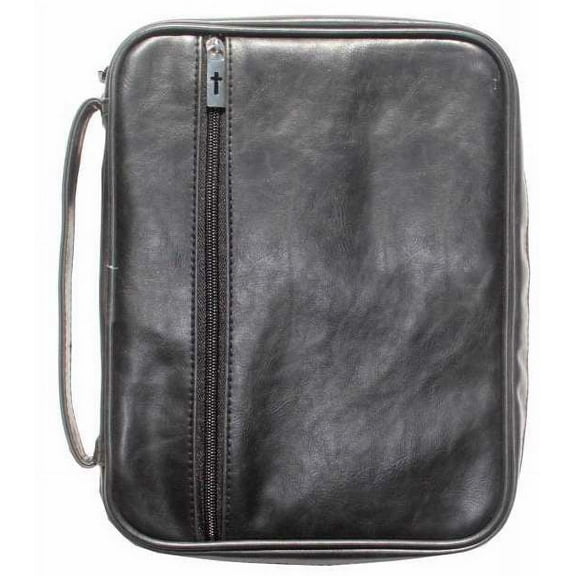 Bible Cover-Distressed Leather Look-X Large-Black
