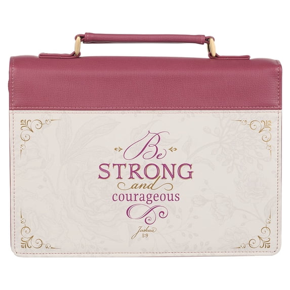 Bible Cover-Fashion-Be Strong and Courageous-Plum-MED