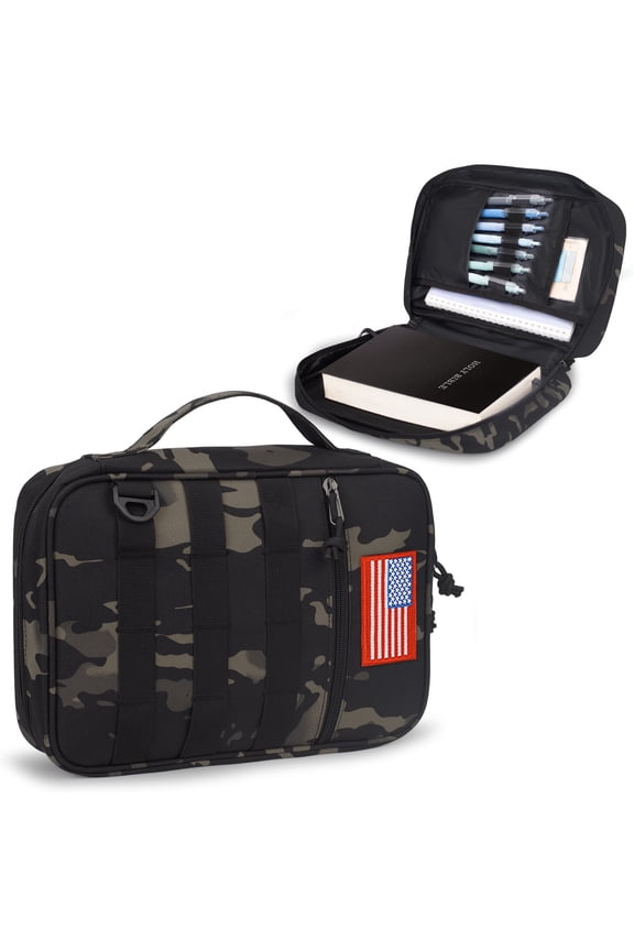 Bible Cover for Men & Women,Large Bible Case with Handles and Shoulder Strap,Bible Bag, Bible Carrying Case, Scripture Case Church Bag Bible Protective with Pocket