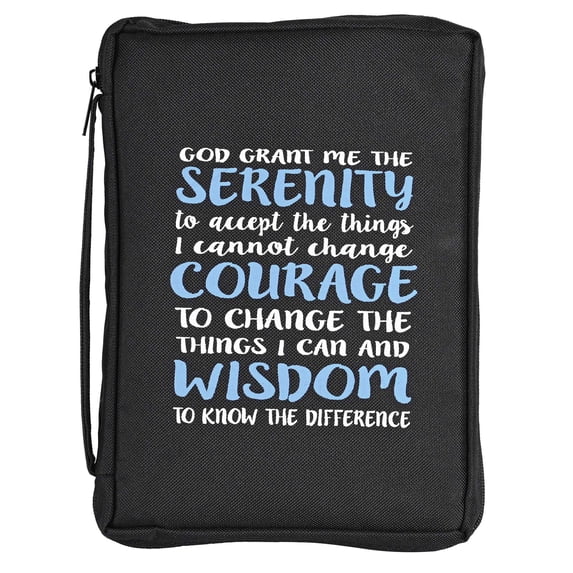 Dicksons BCK-LP1003 Serenity Prayer Black and Blue Large 600 Denier Polyester Zipper Bible Cover With Handle