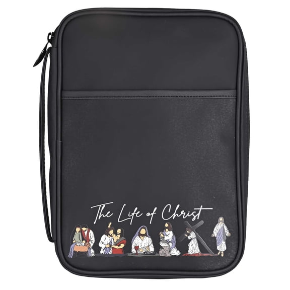 Dicksons BCV-LP216 The Life Of Christ Classic Black Large Vinyl Zipper Bible Cover With Handle