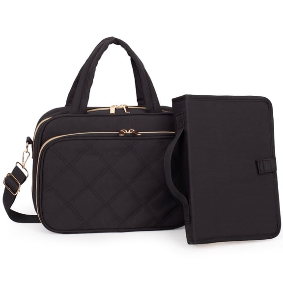 Bible Cover for Women, 2 Layers, Large Bible Carrying Case with Handles Shoulder Strap, Soft Puffy Quilted Bible Bag with Book Cover Organizer, Bible Tote for Church Study Supplies Accessories