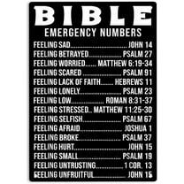 Bible Emergency Hotline Numbers Sign Metal Tin Sign, Jesus Poster for Home Office Garden Bars Pub Man Cave Wall Decor Plaque Sign 12x8 Inch