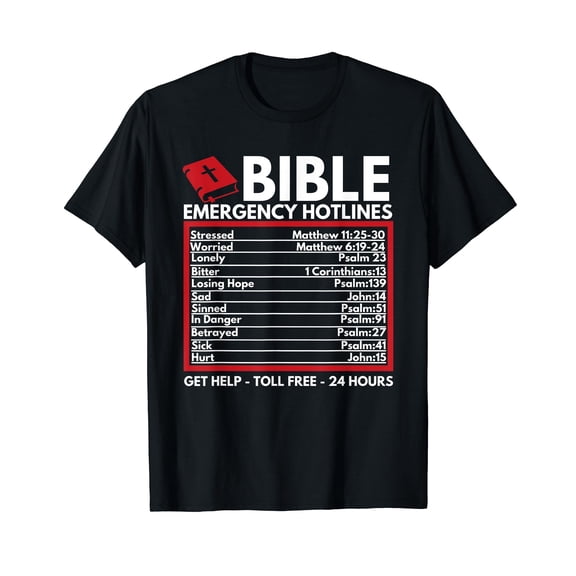 Bible Emergency Numbers - Funny Christian Bible & Jesus T-Shirt