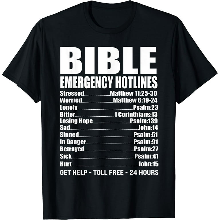 Bible Emergency Numbers Funny Hotline Tshirt Christian Gift Bible Emergency Numbers Funny Hotline Tshirt Christian Gift