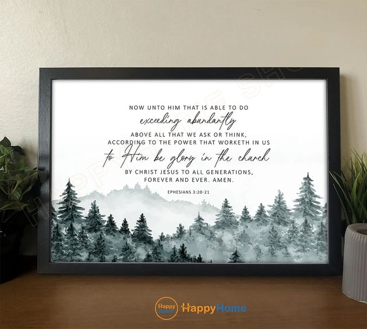 Bible Ephesians Verse Now To Him Scripture Sign Art Poster , Poster ...