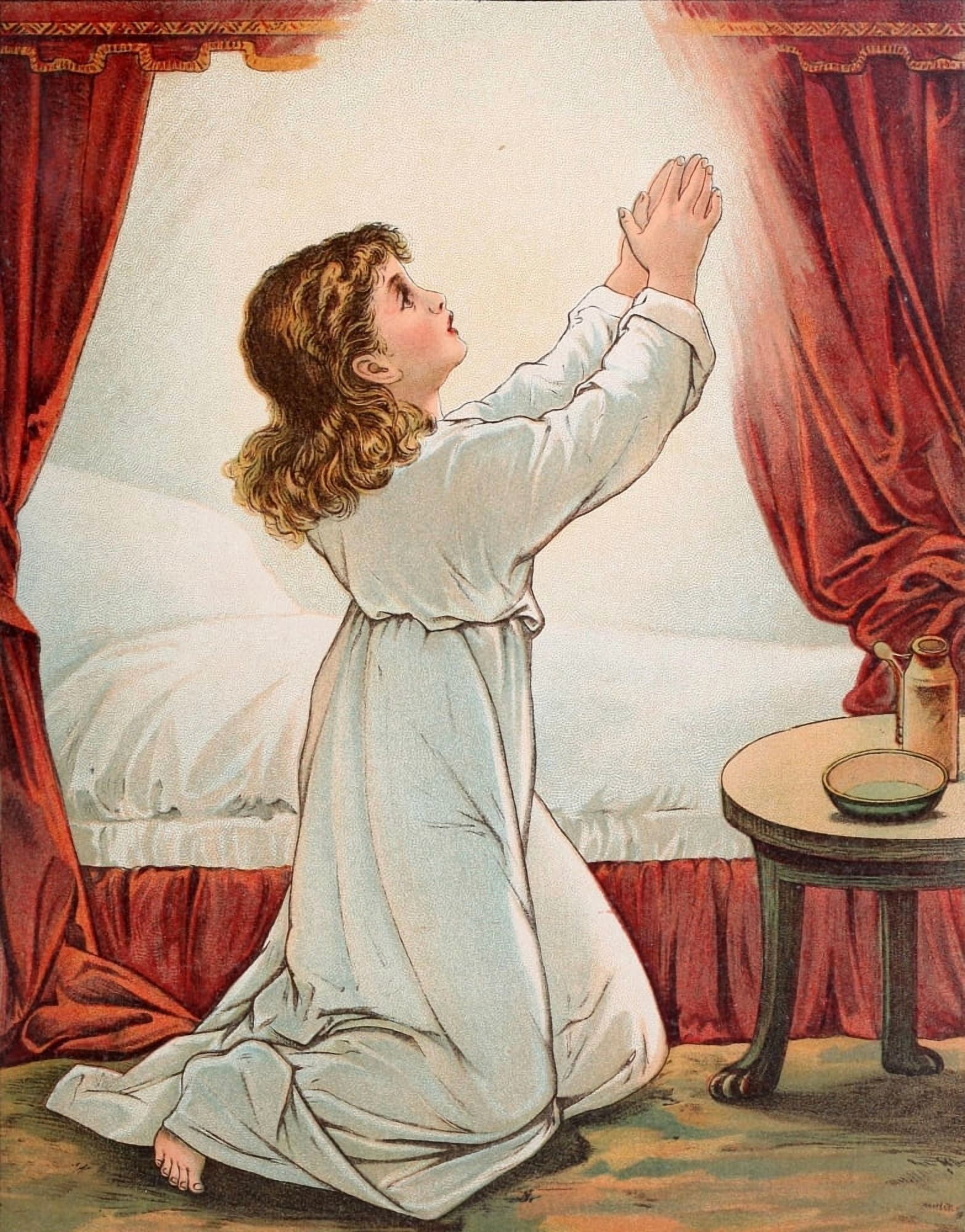 Bible Heroes 1898 Praying for presents Canvas Art - Mary Lathbury (24 x 36)