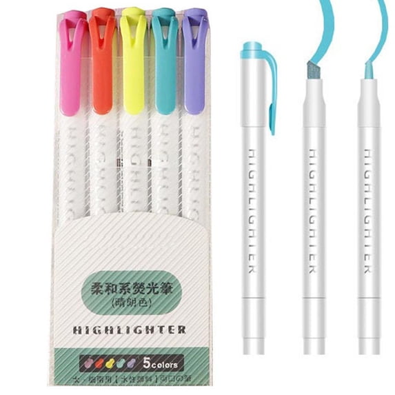 Bible Highlighter,Bible Markers,Marking Key Pen,Bible Highlighters No Bleed,5pcs/Set Bible Pens No Bleed Through, Bible Journaling Kit, Dual-tip Non-bleeding Marking Pens(E 5pcs/Set)