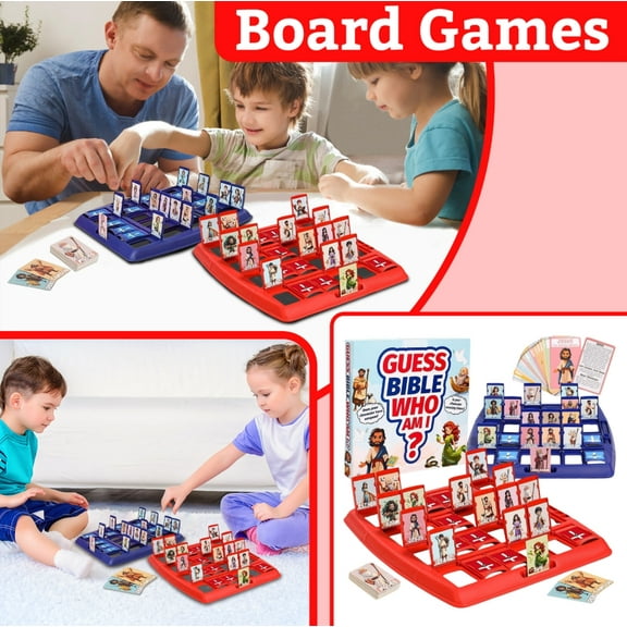 Bible Who I Am Board Games,Classic 24 Holy Bible Characters With Life Story & Verse Cards,Portable Intellectual Battle & Strategy Travel Game,Fun Bible Who Board Games For Christian Catholic Gifts