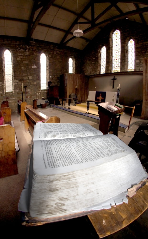 Bible In Church Canvas Art - John Short Design Pics (22 x 36)