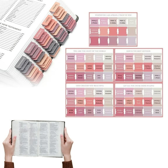 Bible Index Tabs New & Old Testament Tabs Matte Laminated Floral Design, Bible Journaling Supplies - 5 Pcs