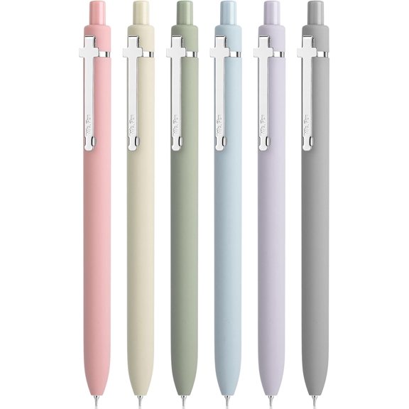 - Bible Journaling Pens, 6 Pack, 0.5 mm Black Ink, Retractable Gel Pens for Journaling, Morandi Barrel with Silver Cross Clip, No Bleed Pen, Smooth Writing Aesthetic Women