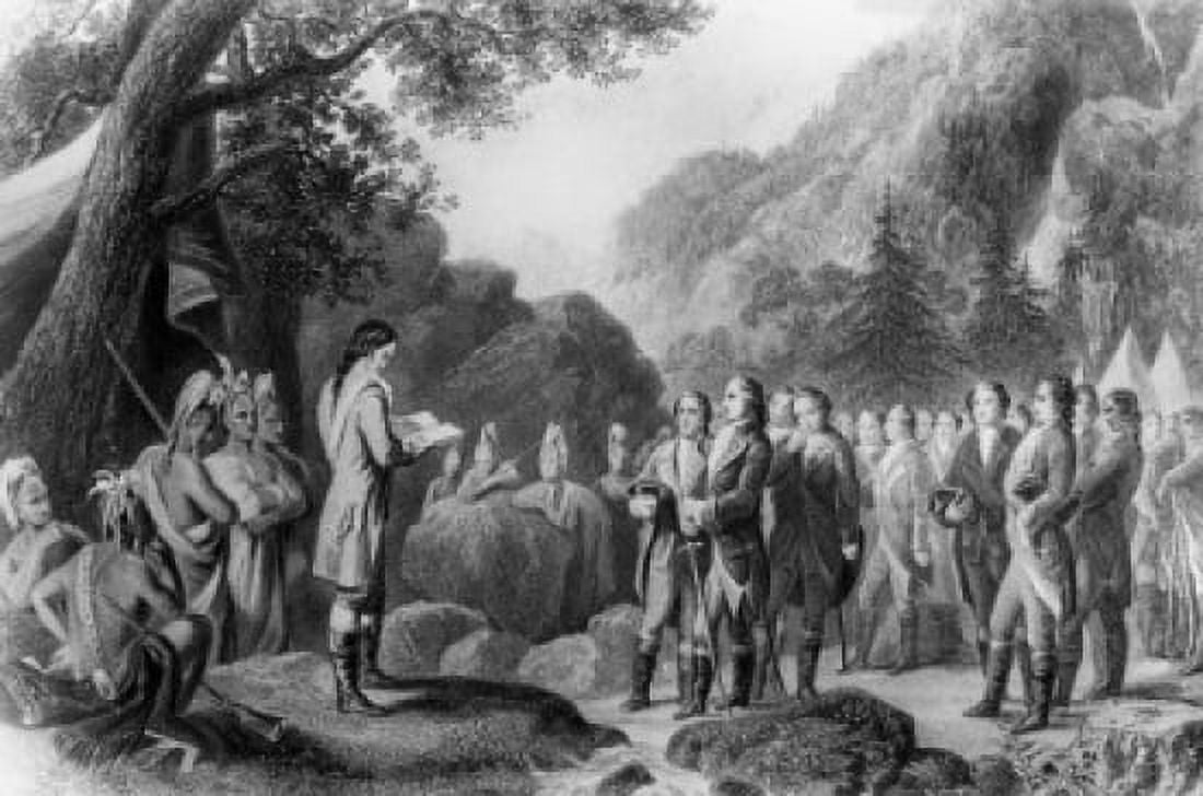 Bible Lecture In The Wilderness By Young George Washington 1754 Artist Unknown Engraving Canvas Art - (24 x 36)