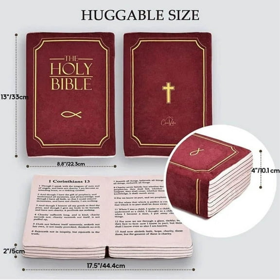 Bible Pillow, Bible Pillow Book Plush That Opens, Bible Pillows In The Shape Of The Bible, Openable Book Plush Bible Pillow, Book Shape Bible Verse Pillow for Kids Adults Christian Gifts