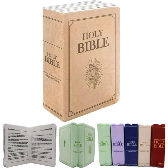 Bible Pillow Cozy Faith Bible Plush Pillow That Opens Christian Holy Stuff Religious Party Favors Gifts Home Book Shape Plush Toy for Adults Kids Christening Easter Christmas Holiday