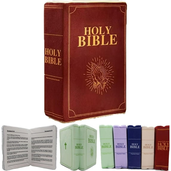 Bible Pillow Cozy Faith Bible Plush Pillow That Opens Christian Holy Stuff Religious Party Favors Gifts Home Book Shape Plush Toy for Adults Kids Christening Easter Christmas Holiday
