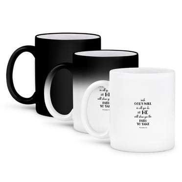 3dRose, Bible Proverb Motivational Typography - Seeks Gods Will In All, 11oz Magic Transforming Mug