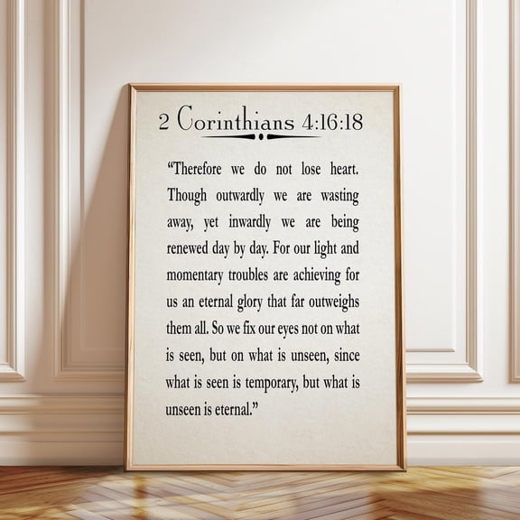 Bible Quote From 2 Corinthians 4:16-18 St Paul Poster, Versatile Christian Faith Theme For Home, Bedroom And Office Decor