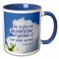thumbnail image 1 of 3drose, Bible Quotes - May He Give You the Desire Of. White Cloud, Tulips, 15oz Two-tone Blue Mug, 1 of 6