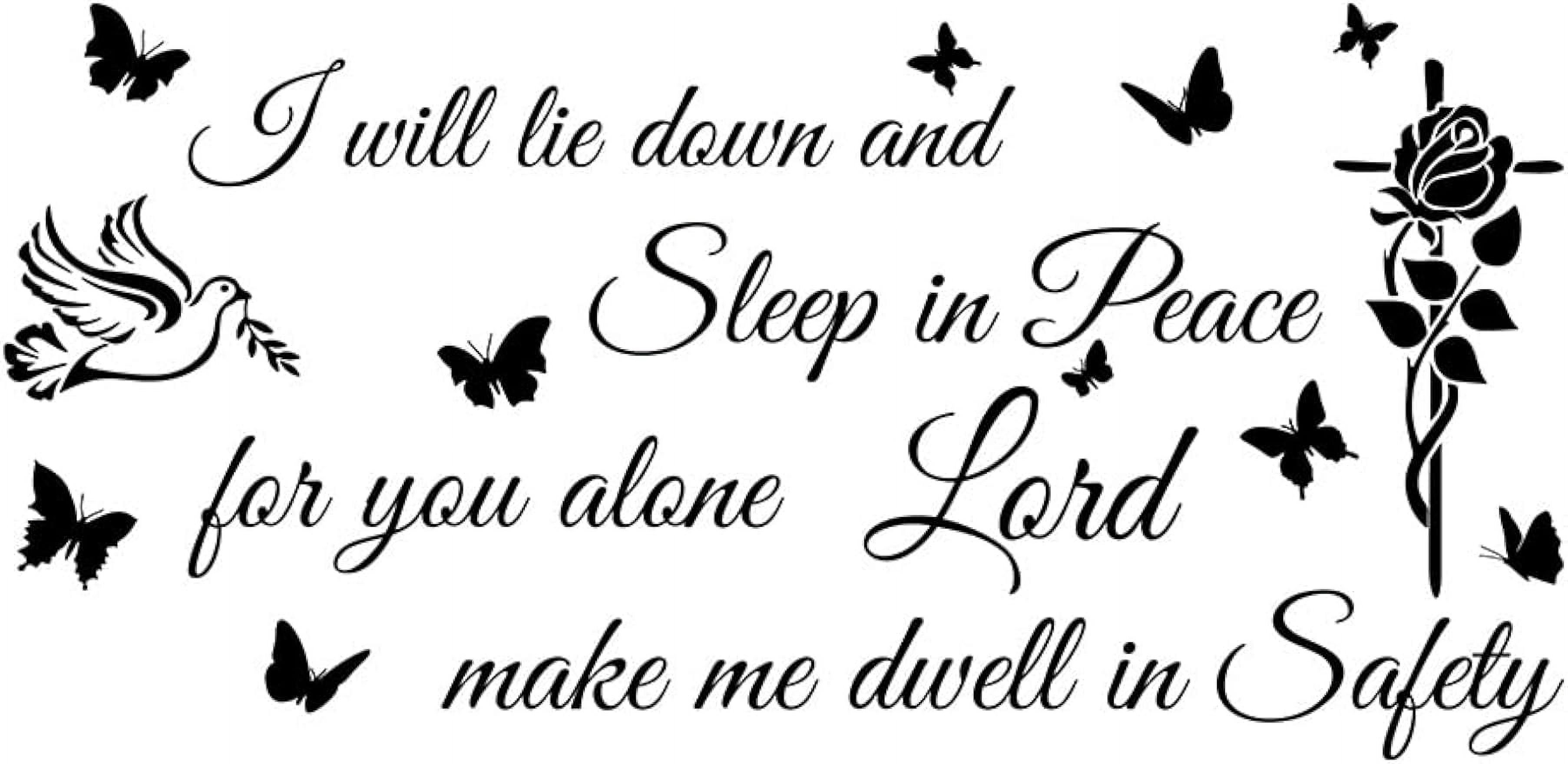 Bible Quotes Wall Stickers I Will Lie Down and Sleep in Peace Wall