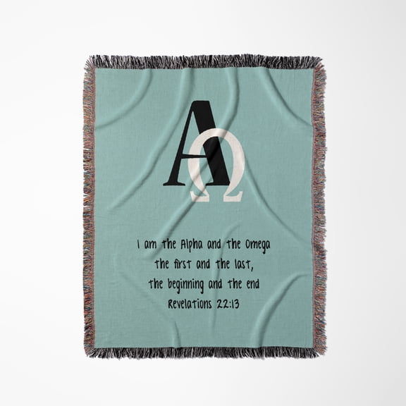 Bible Scripture Alpha And Omega Rev 22, Woven Blanket