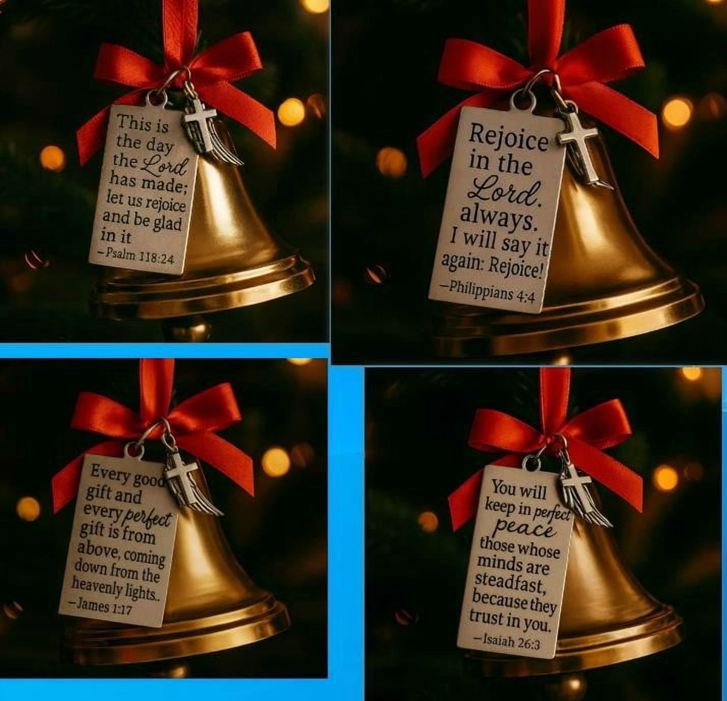 The Bell Scriptures Bible Scripture Christmas Decoration Golden Bell Ornament With Engraved ...