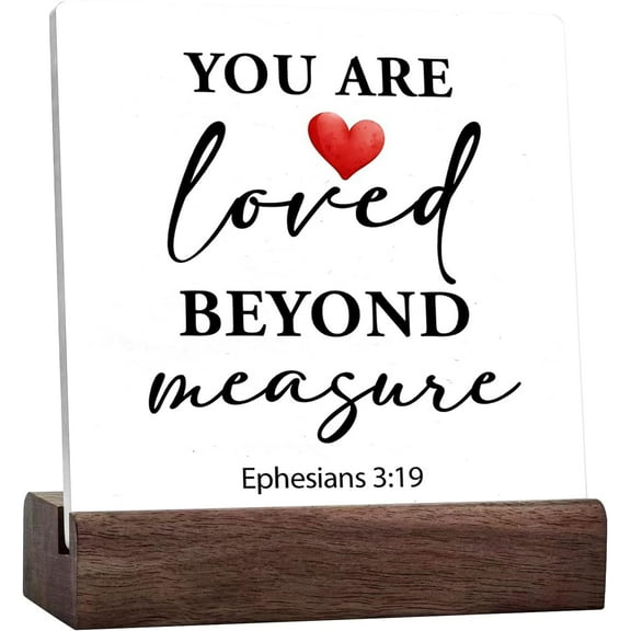 Bible Scripture Ephesians 3:19 You Are Loved Beyond Measure Ceramic Table Sign Desk Decor,Rustic Christian Love Quote Ceramic Plaque Sign Desk Decor For Home Church Shelf Table Decorations