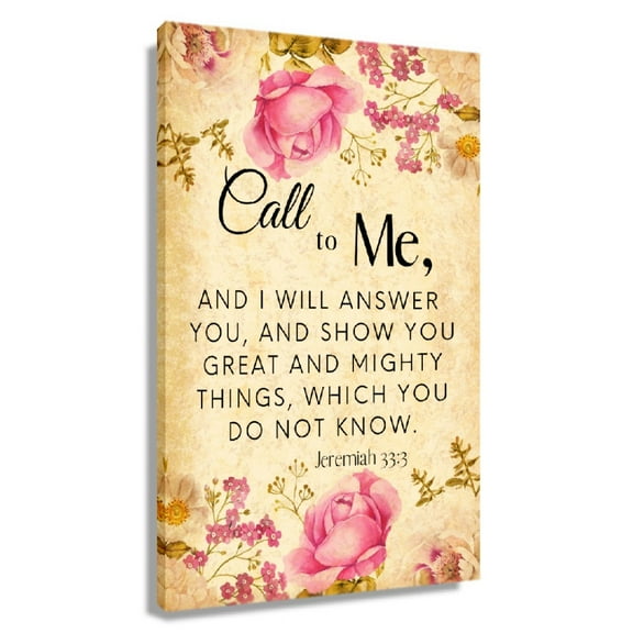 Bible Scripture Wall Decor Jeremiah 33 3 Painting Modern Canvas Floral Wall Art For Living Room Unframed 12x18 in