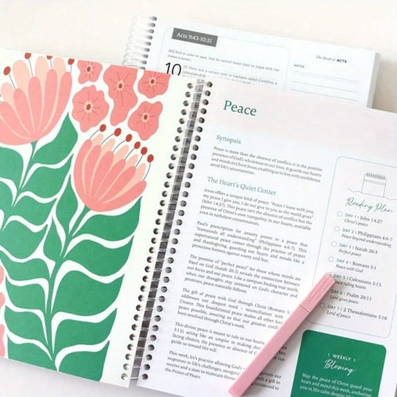 The Bible Study Journal In A Year, 52-Week Study Plan, Spiral Structured Bible Study Workbook And Journal,Prayer & Reflection Notes, Ideal Christian Workbook