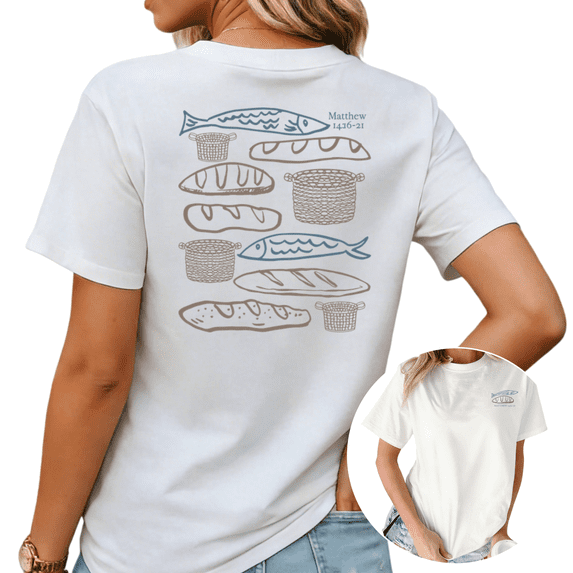 Bible Study Lover Matthew 14 Scripture Graphic Tees Womans Tshirt Shirts Black White S-5XL Tops
