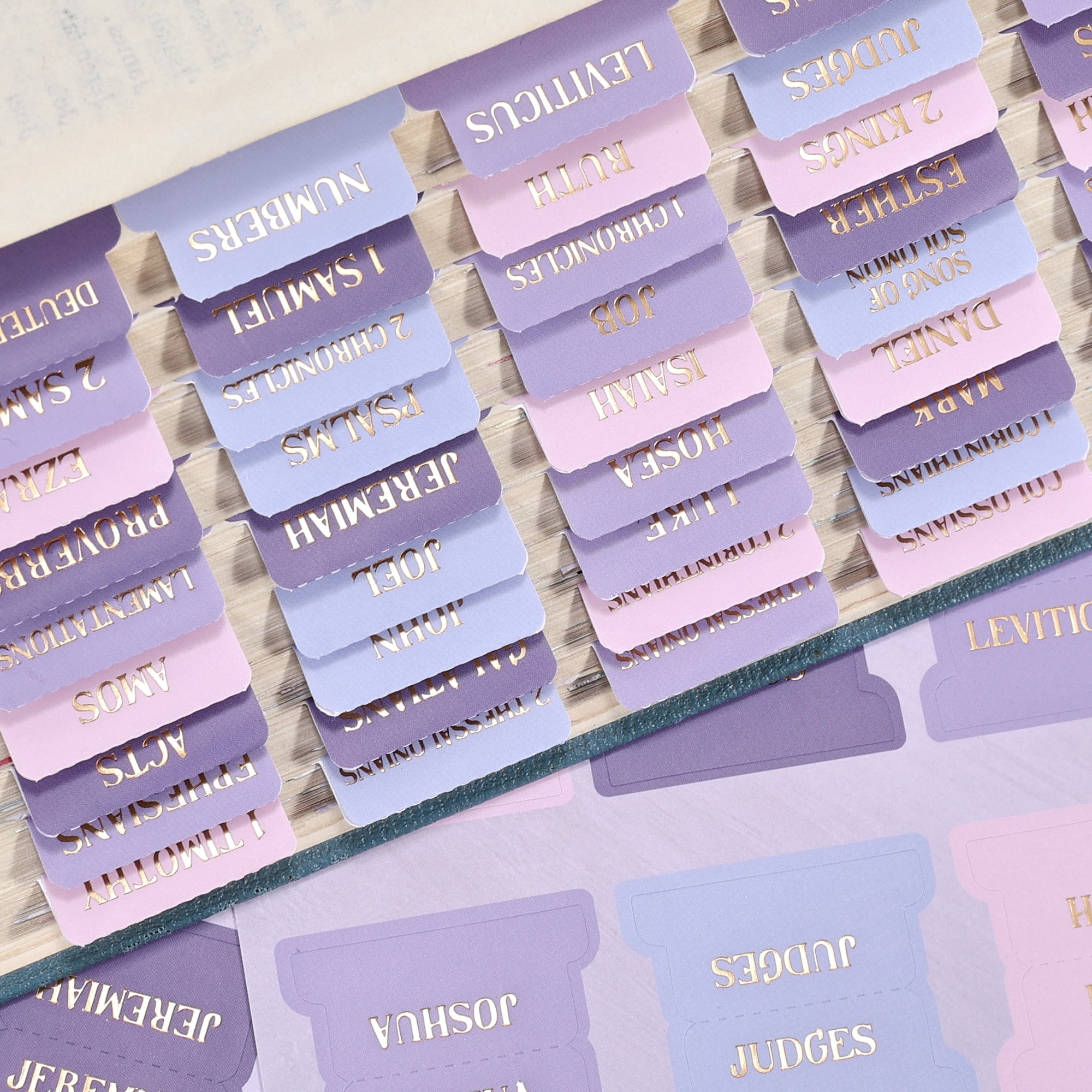 Bible Tabs, 66 Gold Foil Lettering Chapter Labels + 39 Blank Water ...