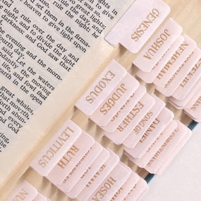 Bible Tabs, 66 Gold Foil Lettering Chapter Labels + 39 Blank Water Lilies Theme Laminated Index Tabs with Alignment Ruler, Bible Journaling Study Supplies for Women & Men, Bible Sticker Accessories