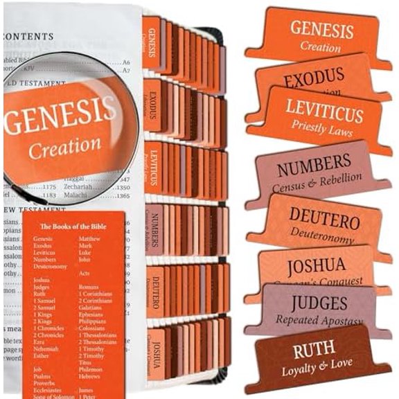Bible Tabs Premium Tear Resistant Bible Tabs – Easy to Apply, Laminated for Durability – Old & New Testament – Perfect for All Bibles - for Women and Men (Orange)