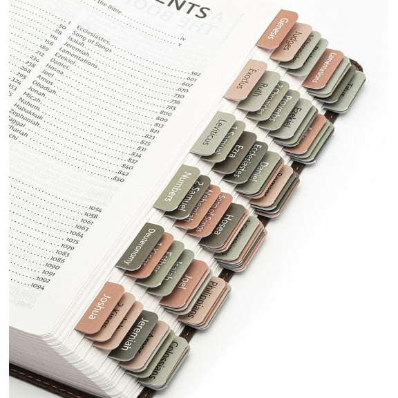 Bible Tabs for Women and Men, 2 Pcs Green Terracotta, A Set of 75 Labels