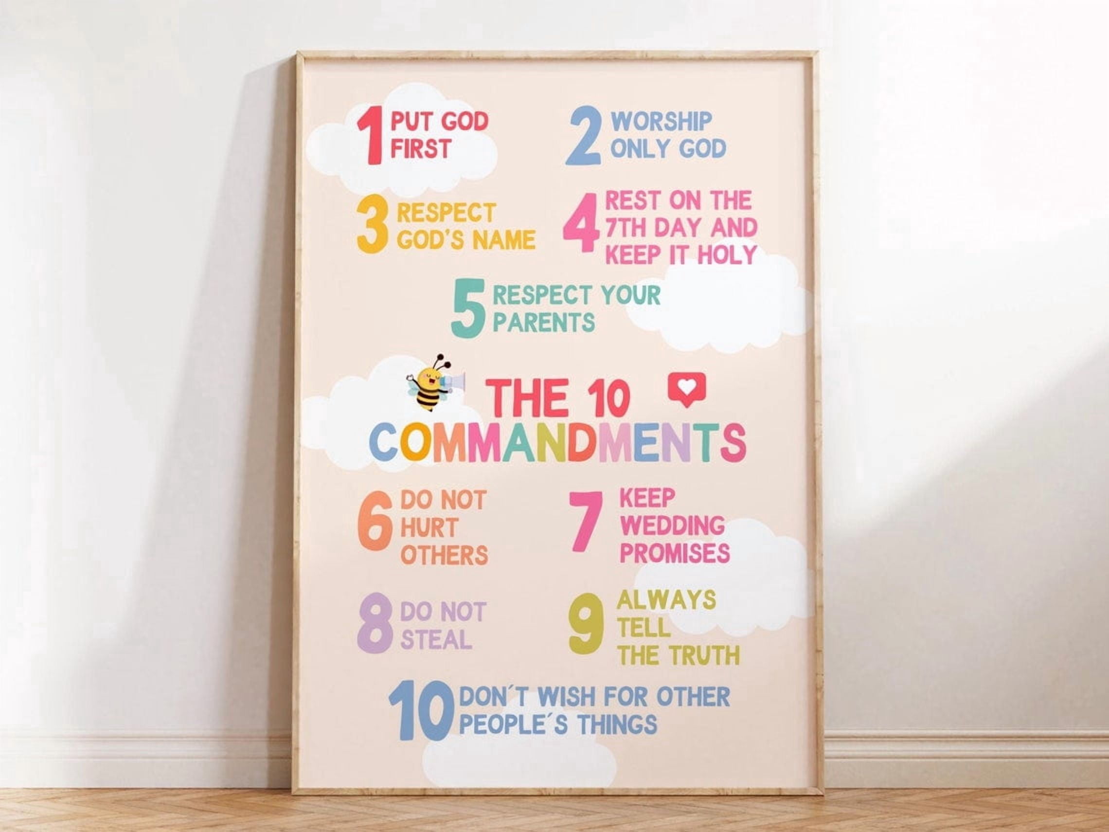 Bible Ten Commandments Children Ministry Rainbow Poster , Poster Print ...