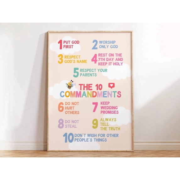 Bible Ten Commandments Children Ministry Rainbow Poster , Poster Print ...