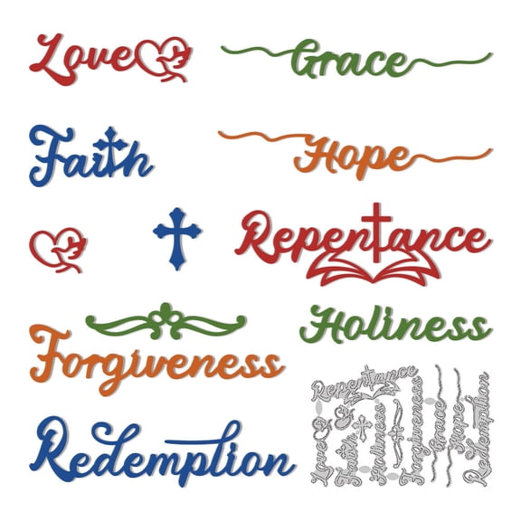 Bible Theme Word Cutting Dies Biblical Letter Card Making Die Cuts Carbon Steel Stencils Scrapbooking Embossing Template DiesDIY