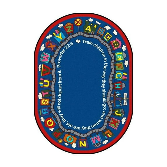 Bible Train 5'4" x 7'8" Oval Area Rug In Color Multi