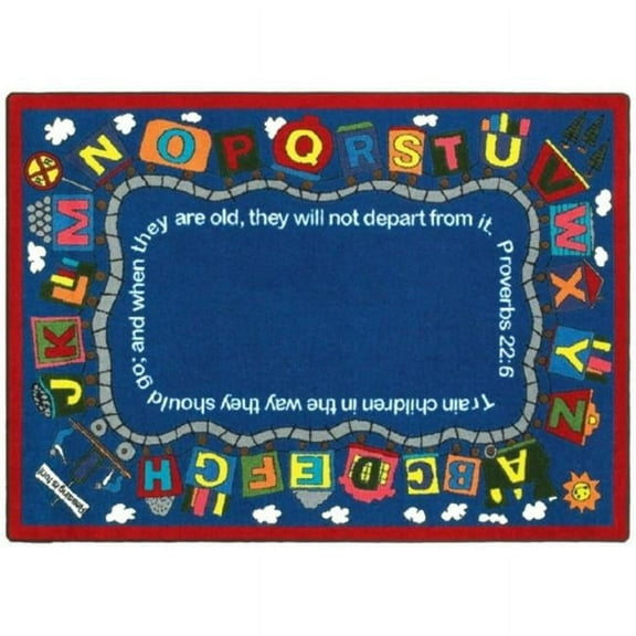 Bible Train 5 ft.4 in. x 7 ft.8 in. WearOn Nylon Machine Tufted- Cut Pile Educational- Faith Based Rug