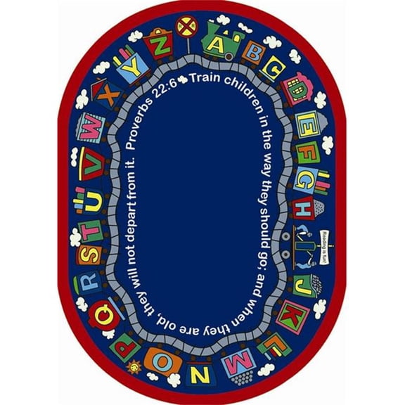 Bible Train 7 ft.8 in. x 10 ft.9 in. WearOn Nylon Machine Tufted- Cut Pile Educational- Faith Based Rug