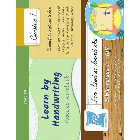 Bible Verse 1 - NIV Handwriting Practice Workbook - Bible Verses 1 - NIV - Cursive, Level 1: Learn by Handwriting. John 3:16 + John 14:6 + P, Book BV1C1, (Paperback)