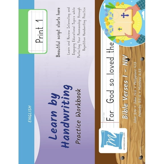 Bible Verse 1 - NIV Handwriting Practice Workbook - Bible Verses 1 - NIV - Print, Level 1: Learn by Handwriting. John 3:16 + John 14:6 + Phi, Book BV1P1, (Paperback)