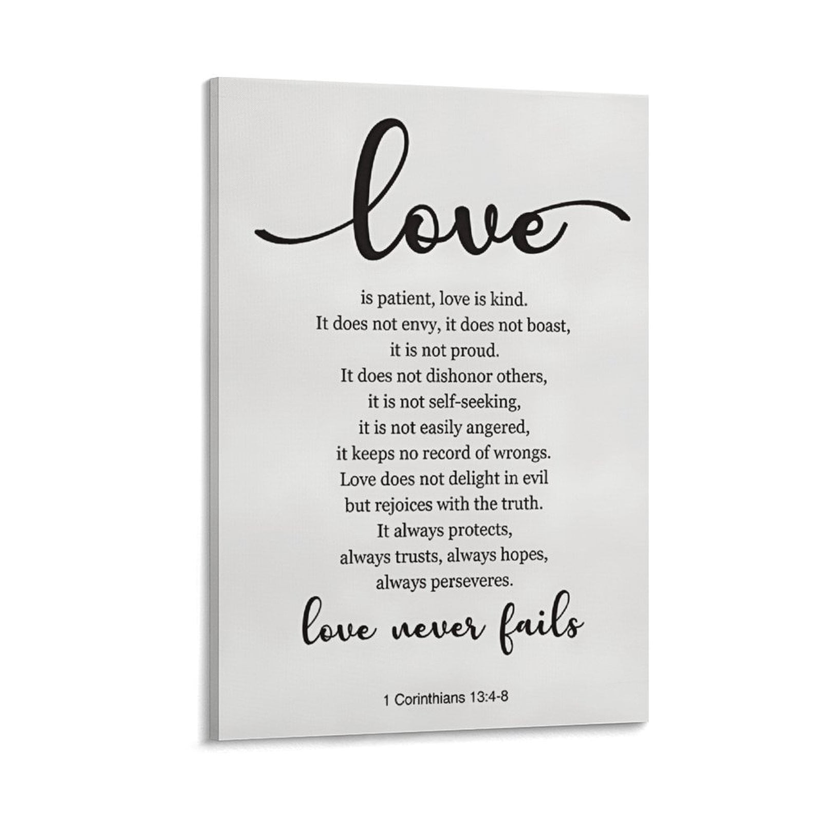 Bible Verse Art Wall Decor 1 Corinthians 13 4-8 Love Never Fails ...