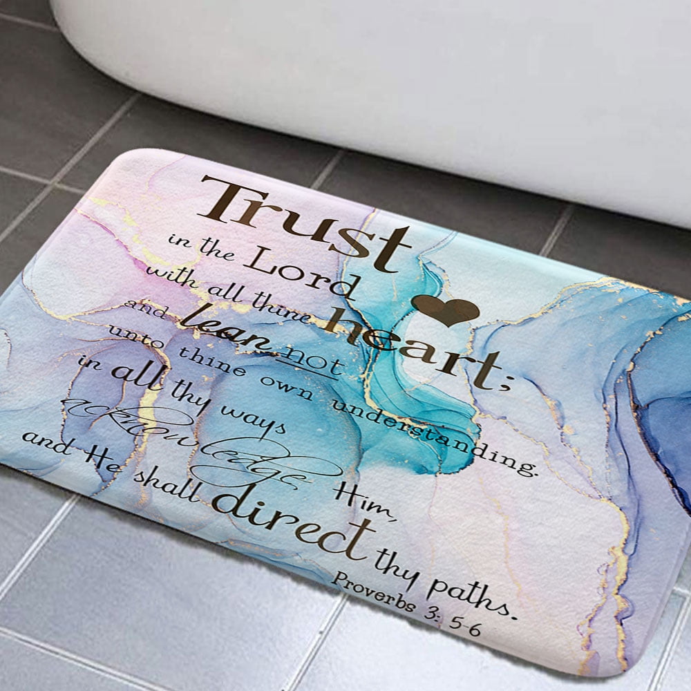 Bible Verse Bathroom Rugs, Inspirational Quote Scriptures Bathroom Rugs