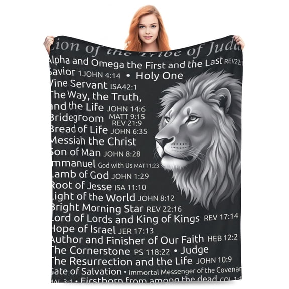 Bible Verse Blanket Christian Gifts, Religious Throw Blanket Soft Lightweight Cozy Plush Warm Lion Blankets for Women Men 50x40