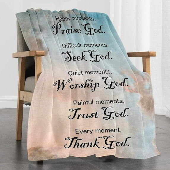 Bible Verse Blanket Christian Gifts for Women, Religious Gifts Healing Throw Blanket with Inspirational Thoughts and Prayers, Soft Fleece Blanket Birthday Gifts for Women 50"X60"