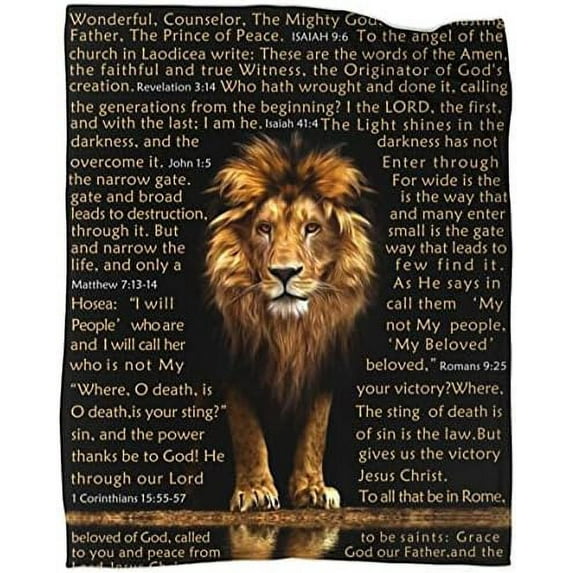 Bible Verse Blanket Christian Lion Prayer Religious Throw Blankets Gifts for Pastor Christian 60 * 80 in