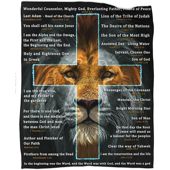 Bible Verse Blanket Christian Lion Prayer Religious Throw Blankets for Couch Sofa Bed Warm Gifts 50X60 in