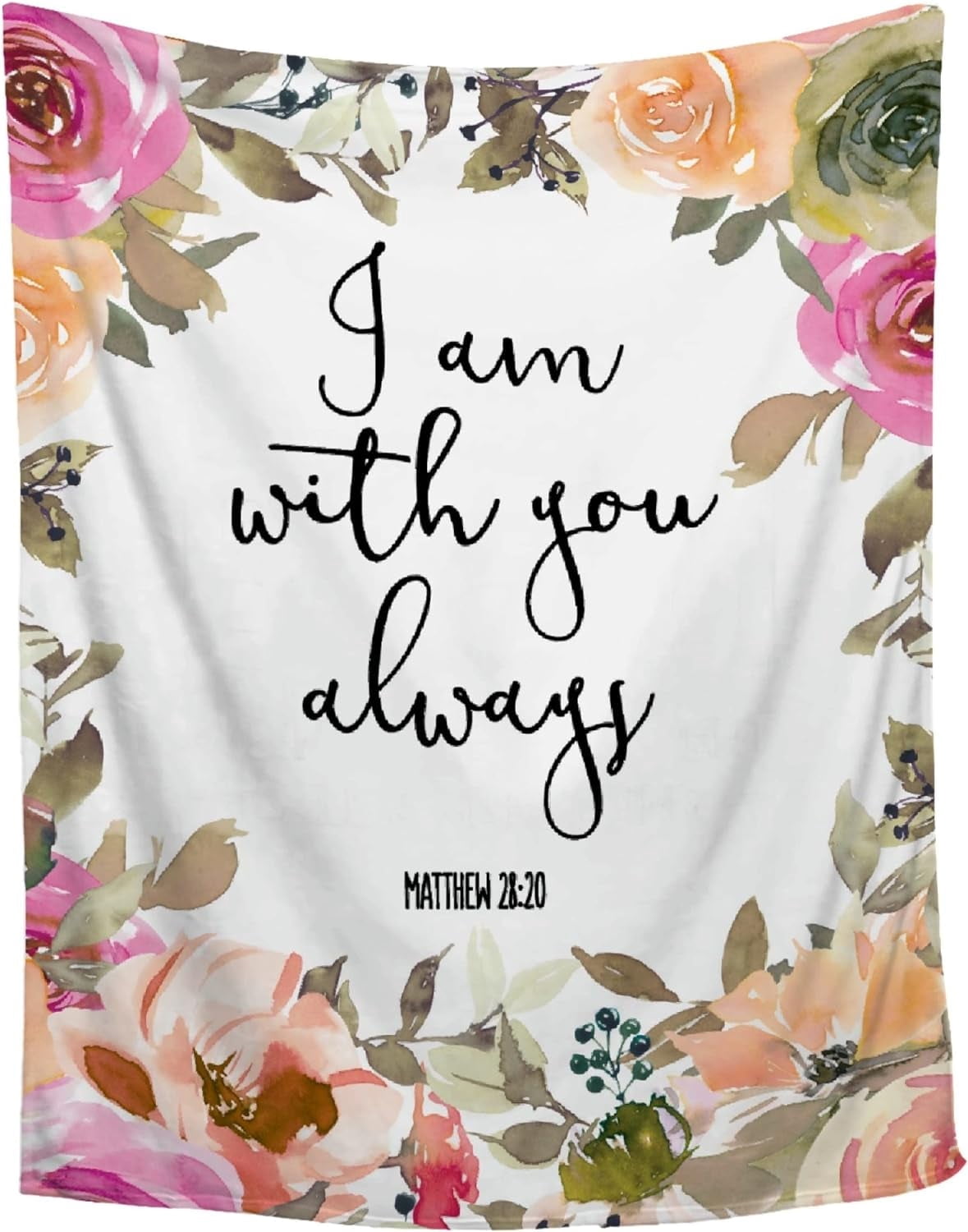 Bible Verse Blanket - I Am with You Always Throw Blanket - Plush Fluffy Warm Prayer Blanket with Scripture for Couch Sofa Bed - Scripture Blanket Home Decor - 40"x50" Christian Gifts for Women